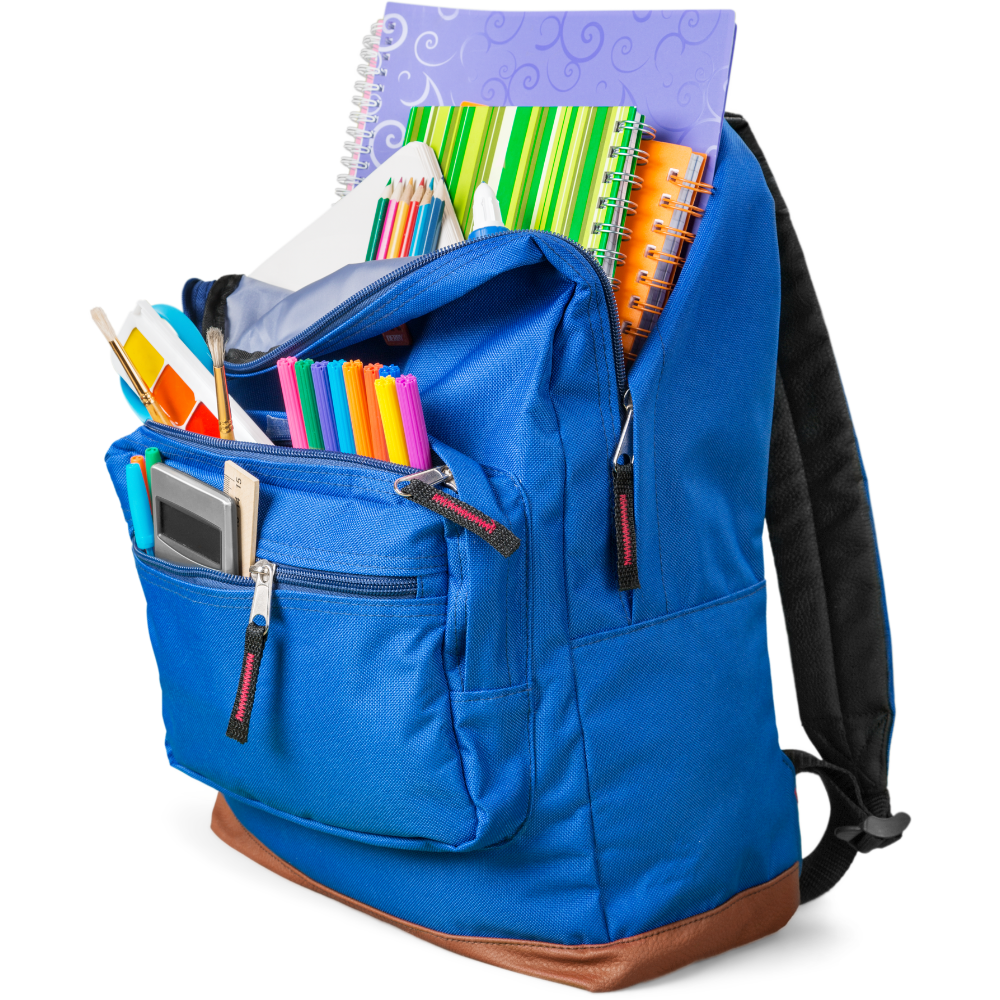 Blue Backpack with School Supplies