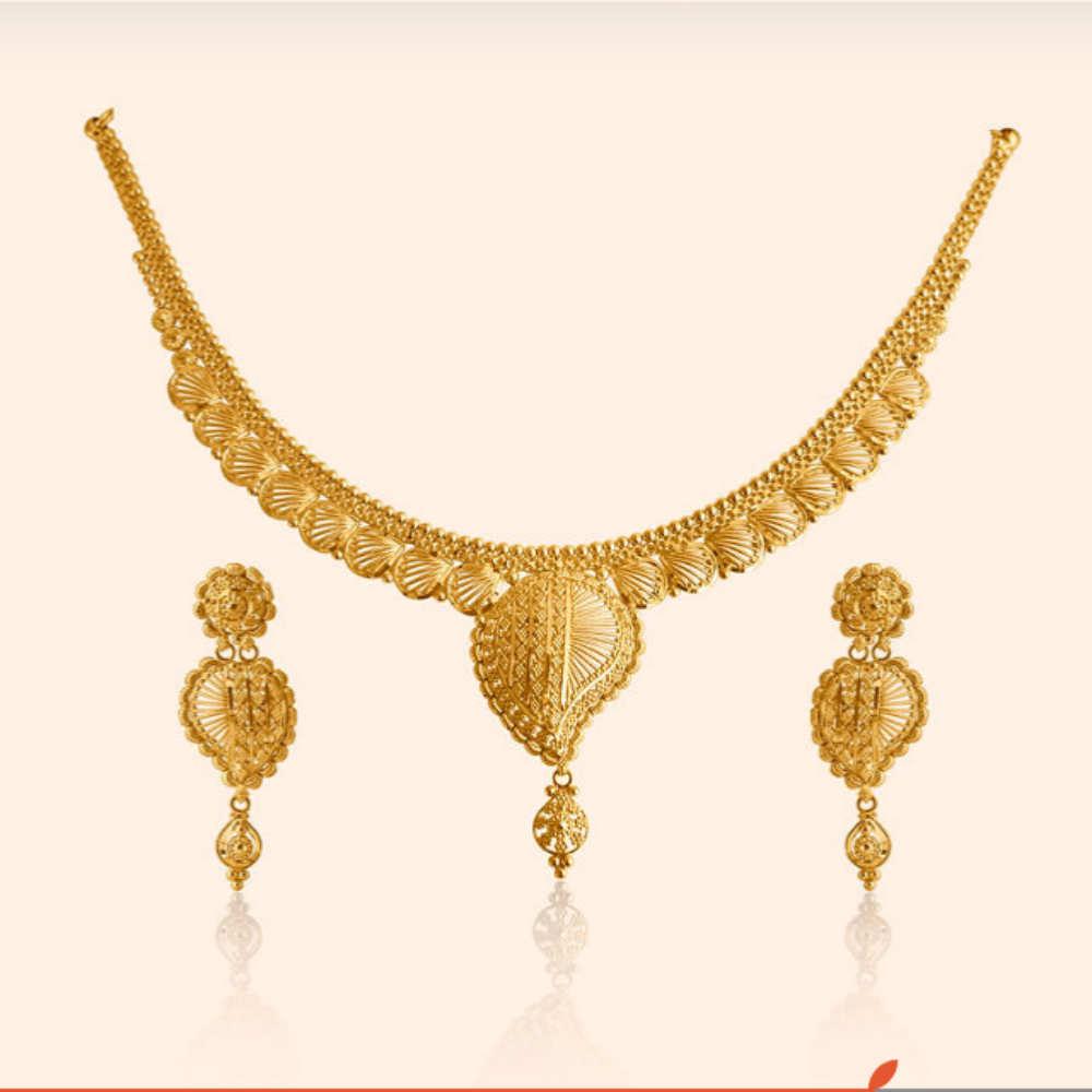 Classic Festive Gold Choker Necklace with Pendant