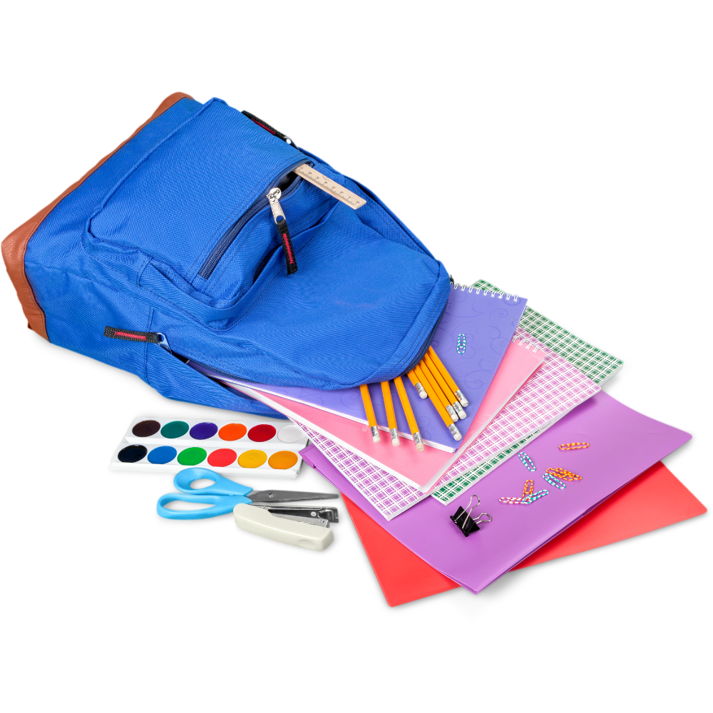 Blue Backpack with School Supplies